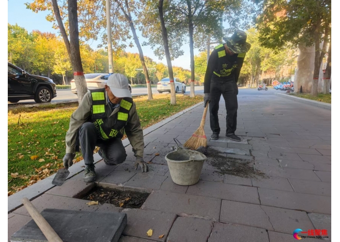 国庆我在岗    市政工人“马力全开”维修路面